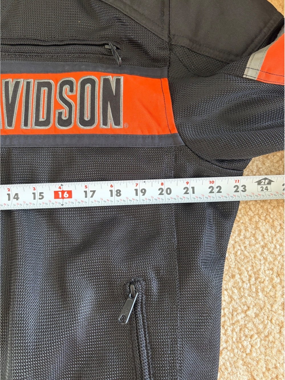 Harley-Davidson Mesh Motorcycle Riding Jacket Mens Medium Black Orange - Picture 5 of 6